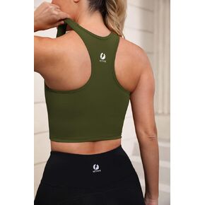 Women's Racerback Longline Sports Bra Built in Padded Slim Fit Workout Yoga Crop Tops in Kuwait