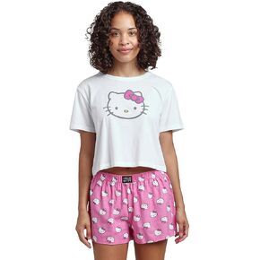 Bioworld Hello Kitty Crop Tee and Polka Dot Shorts Sleepwear Set in Saudi Arabia
