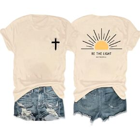 Christian Shirt for Women Faith Letter Print Jesus T Shirt Shorts Sleeve Bible Eligious Sayings Tee Tops in Kuwait