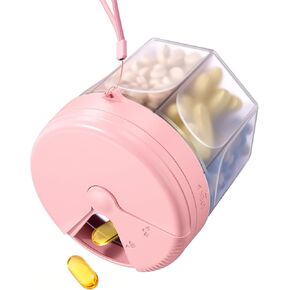 موزع حبوب الدواء اللطيف من بيتيفي مع 7 مساحات كبيرة جدًا، منظم زجاجات حبوب الدواء المحمول مقاس XL لمدة 7 أيام مع فتحة واسعة لسهولة الاستخدام، منظم حبوب مضاد للخلط للسفر، حاوية حبوب كبيرة خالية من مادة BPA in Kuwait