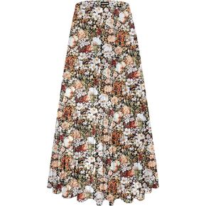 Womens Floral Long Skirts Chiffon Flowy Maxi Skirt High Waist Pleated Casual Boho Skirt in Saudi Arabia