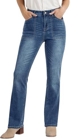 luvamia Bootcut Jeans for Women Trendy High Waisted Classic Boot Cut Stretchy Denim Pants Patch Pocket Trouser Jeans in Saudi Arabia