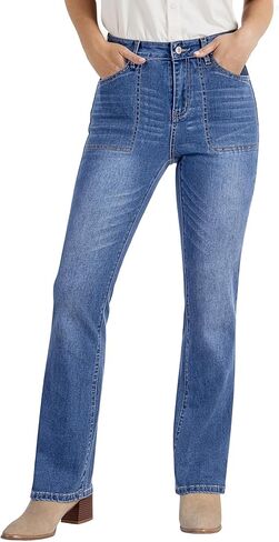 luvamia Bootcut Jeans for Women Trendy High Waisted Classic Boot Cut Stretchy Denim Pants Patch Pocket Trouser Jeans in Saudi Arabia