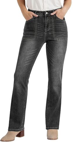 luvamia Bootcut Jeans for Women Trendy High Waisted Classic Boot Cut Stretchy Denim Pants Patch Pocket Trouser Jeans in Saudi Arabia