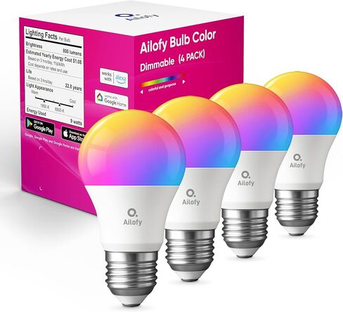 LED Light Bulbs, Smart Light Bulbs That Compatible with Alexa & Google Assistant, Color Changing Light Bulb, WiFi Light Bulbs, A19 E26, 9W 800LM, 1800K-6500K Tunable White, 2 Pack in Saudi Arabia