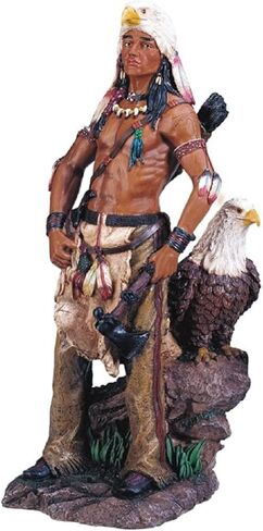 ICE ARMOR 11" H Indian Warrior with Eagle Statue Native American Decoration Figurine Office Desk/Home/Living Room/Table Decor, Perfect House Warming Gifts for New Home in Kuwait