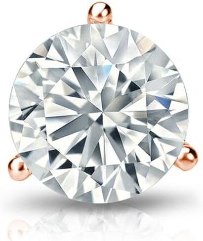 Diamond Wish 10k Gold Round SINGLE Diamond Stud Earring (0.08cttw, Good, I2-I3) 3-Prong Martini Set, Screw-Back in Saudi Arabia