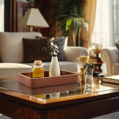 صينية عطور كبيرة من جلد البولي يوريثان مقاس 27.94 × 8 × 1.77 بوصة، منظم حامل ليلي، منظم بجانب السرير، منظم طاولة بجانب السرير للنساء والرجال، وعاء مفاتيح لغرفة النوم، صينية حلية للزينة in Saudi Arabia
