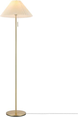 Globe Electric 61000060 60" Floor Lamp, Matte Brass Finish, Beige Linen Shade, Heavy Weighted Base, On/Off Rotary Switch on Socket, Reading Lamp, Home Office Accessories, Home Improvement in Kuwait
