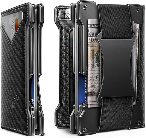 Men Wallet,Money Clip Wallet Expandable Metal Card Case with Magnetic Leather Flip 12Cards in Saudi Arabia