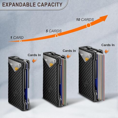 Men Wallet,Money Clip Wallet Expandable Metal Card Case with Magnetic Leather Flip 12Cards in Saudi Arabia
