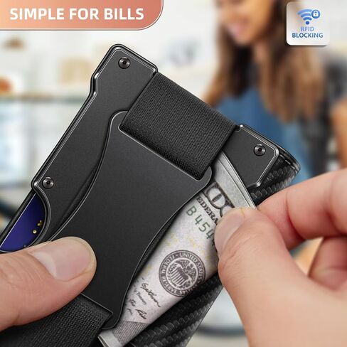 Men Wallet,Money Clip Wallet Expandable Metal Card Case with Magnetic Leather Flip 12Cards in Saudi Arabia