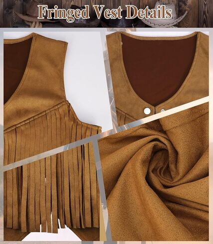 Western Cowgirl Outfits for Women Cropped Fringe Sleeveless Vest 70s Cowboy Turquoise Accessories Country Set 11PCS in Saudi Arabia