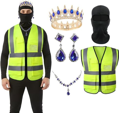 5PCS Museum Robber Costume Set - Adult Burglar Outfit (Crown/Jewelry/Mask/Vest) | Halloween Costumes for Men & Women in Saudi Arabia