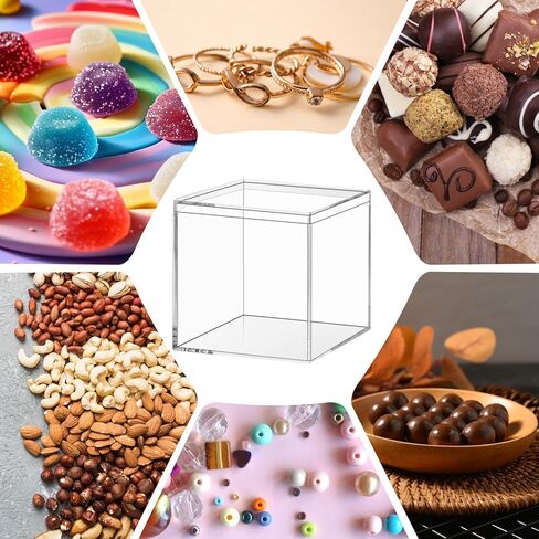 12 قطعة من صندوق الأكريليك الشفاف مع غطاء مقاس 3 × 3 × 3 بوصة صندوق عرض بلاستيكي مزخرف من الأكريليك صندوق هدايا من الأكريليك صناديق مربعة صغيرة حاويات تخزين شفافة لعرض الحلوى المنزلية وعرض المجوهرات in Kuwait