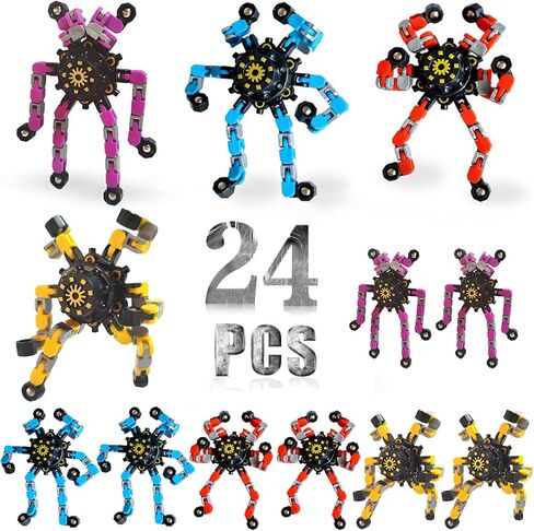 16 عبوة ألعاب ملهمة حسية مضحكة ، سلسلة قابلة للتشوه DIY Robot Spinners أصابع الإجهاد تخفيف GYRO TOY GIFTS GOODIE BAS EASTER STACHERS SATCHERS SCARRIPTER in Kuwait