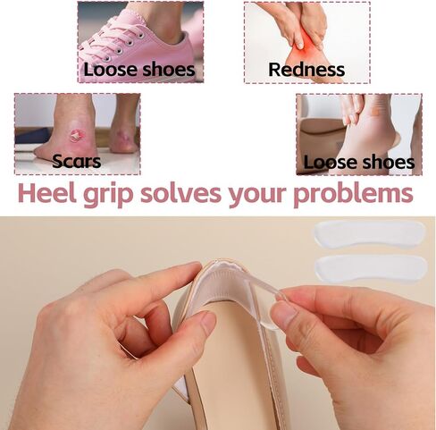 34pcs Shoe Strap Grips, Multi Shape Gel Strips Self Adhesive Silicone Heel Grips Anti Slip Foot Support Cushion Inserts Pads for Women's High Heels Sandals Sling Backs & Sports Shoes (Clear) in Saudi Arabia
