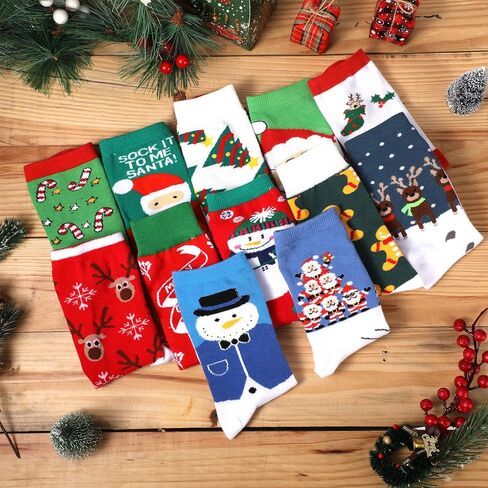 Liitrsh 24 Pairs Christmas Socks Bulk Christmas Crew Warm Winter Holiday Socks Xmas Soft for Novelty Gifts for Women Men Adults in Saudi Arabia