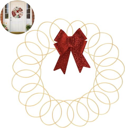 2-حزمة حامل بطاقات عيد الميلاد المعدنية مقاس 13 بوصة، إكليل معدني حلزوني لعيد الميلاد مع قوس أحمر لعرض الباب والجدار، وبطاقة تهنئة بحلقة سلكية مثبتة على الحائط للطاولة، والمنزل، والحرف اليدوية in Kuwait