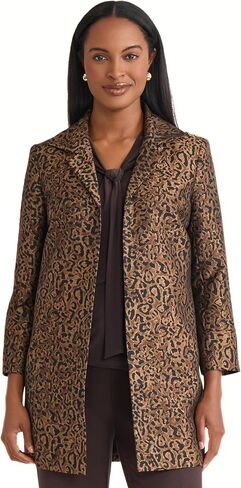 Kasper Women's Leopard Print Jacquard Swing Topper in Saudi Arabia