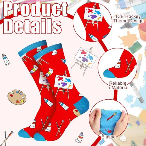 Suhine 6 Pairs Artist Socks for Women Men Funny Novelty Artist Palette Drawing Board Paintbrush Design Socks Artists Gifts for Art Lovers Friends Families Painters Drawers Teachers Birthday in Saudi Arabia