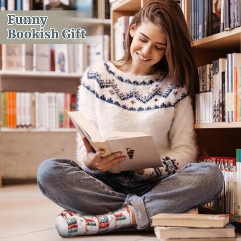 6 Pairs Book Lover Fuzzy Socks Winter Cozy Book Lover Socks Funny Bookish Gifts Reading Books Reader Club Gifts for Women Readers Teacher Students in Saudi Arabia