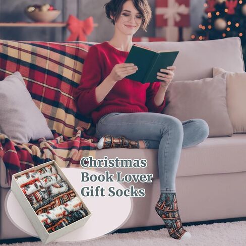 6 Pairs Book Lover Fuzzy Socks Winter Cozy Book Lover Socks Funny Bookish Gifts Reading Books Reader Club Gifts for Women Readers Teacher Students in Saudi Arabia