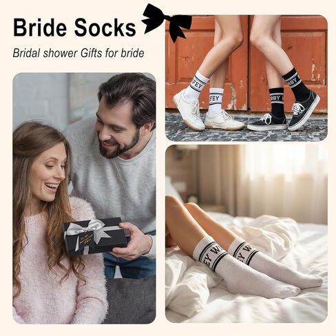 Bride Socks for Wedding Day 2 Pairs - Bridal Groom Socks Bride to Be Something Blue Cotton Ankle Sock with Gift Box in Saudi Arabia