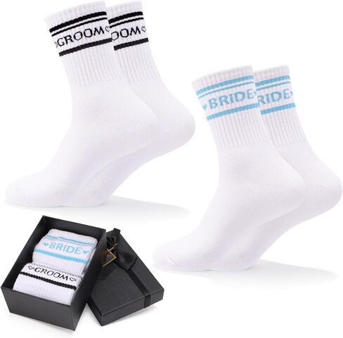 Bride Socks for Wedding Day 2 Pairs - Bridal Groom Socks Bride to Be Something Blue Cotton Ankle Sock with Gift Box in Saudi Arabia