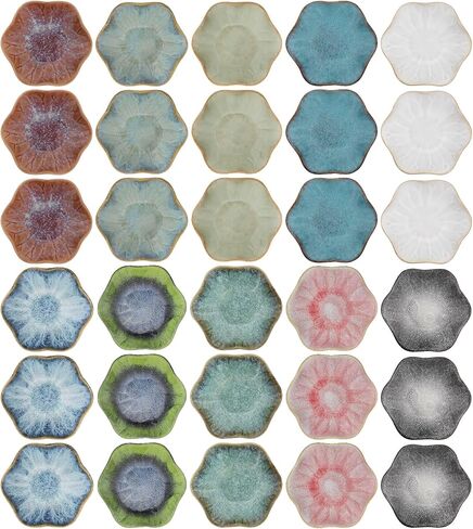 30 قطعة من طبق خاتم اللوتس السيراميكي الملون مقاس 4.5 بوصة منظم مجوهرات، 10 ألوان لحفلات الزفاف وحفلات الزفاف، حامل القرط، وعاء المفاتيح، ديكور مدخل المنزل in Kuwait