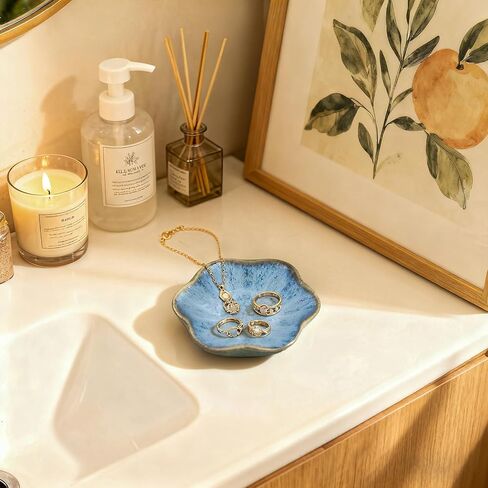 30 قطعة من طبق خاتم اللوتس السيراميكي الملون مقاس 4.5 بوصة منظم مجوهرات، 10 ألوان لحفلات الزفاف وحفلات الزفاف، حامل القرط، وعاء المفاتيح، ديكور مدخل المنزل in Kuwait