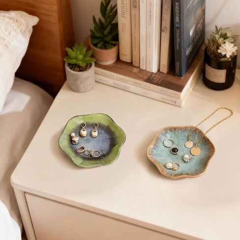 30 قطعة من طبق خاتم اللوتس السيراميكي الملون مقاس 4.5 بوصة منظم مجوهرات، 10 ألوان لحفلات الزفاف وحفلات الزفاف، حامل القرط، وعاء المفاتيح، ديكور مدخل المنزل in Kuwait