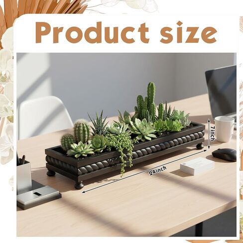 24" Large Long Wooden Dough Bowl, Spring Decorative Wooden Tables Centerpiece Tray, Riser Rustic Dough Bowl, Modern Farmhouse Centerpiece Tray for Table Living Room Dining Gift(Black) in Saudi Arabia