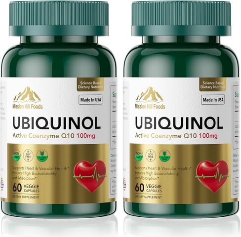 Premium Ubiquinol CoQ10 + BioPerine (100mg) | Antioxidant for Heart Health (1 Bottle-60 Softgels-2mo Supply) | High Absorption Heart & Vascular Vitamins | Non-GMO & Gluten Free in Saudi Arabia