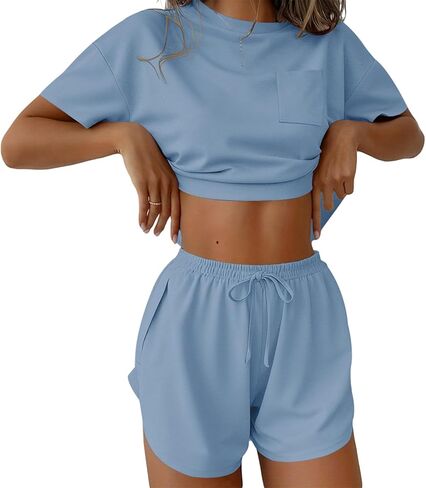 Ekouaer Womens Pajama Sets Sexy Lounge Sets Side Split Short Pj Sets Cute Pjs 2 Piece Comfy Sleepwear Loungewear in Saudi Arabia