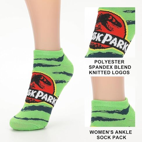 Bioworld Jurassic Park AOP Text Womens Ankle Socks 5 Pack in Saudi Arabia