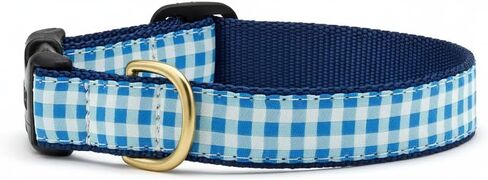 Up Country Bug-C-XL Blue Gingham Dog Collar XL Wide (1") in Saudi Arabia