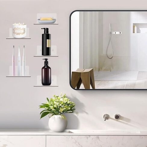 10 Pack 4 Inches Small Acrylic Wall Shelves,Clear Floating Shelves with Dual Installation (Adhesive & Screws), for Storing Surveillance Cameras, Speakers, Perfume Bottles, Plants in Saudi Arabia