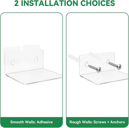 10 Pack 4 Inches Small Acrylic Wall Shelves,Clear Floating Shelves with Dual Installation (Adhesive & Screws), for Storing Surveillance Cameras, Speakers, Perfume Bottles, Plants in Saudi Arabia