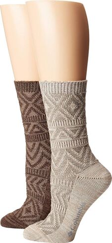 Columbia Super Soft Texture Crew (Micro-Poly) Socks, Khaki/Brown, W 9-11, 2 Pair in Saudi Arabia