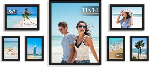 PEALSN 15 Pack Collage Picture Frames, Gallery Wall Frame Set with Three 8x10, Six 5x7, and Six 4x6, Multiple Photo Frames for Wall Gallery Decor, Black in Kuwait