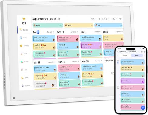 Digital Calendar, 15.6inch Smart WiFi Digital Calendar&Chore Chart, 1920 * 1080 IPS Touch Screen HD Display for Family Schedules, Wall-Mounted, Share Moments Instantly from Anywhere (White, 15.6 inch) in Kuwait