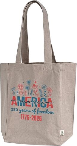 حقيبة قماش من Trenz Shirt Company Patriot Pride – أمريكا 250 عامًا من الحرية 1776-2026 تصميم الأزهار in Kuwait