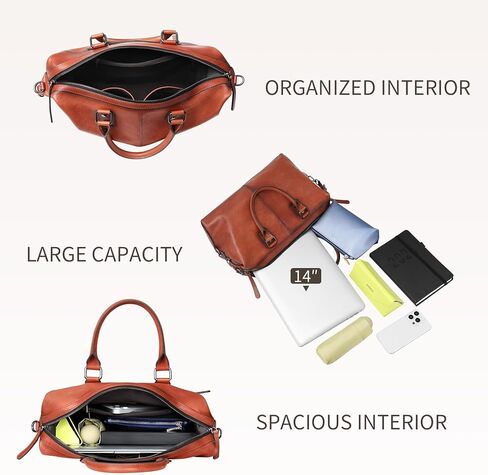 Vintage Full Grain Leather Tote Bag for Women Work Shoulder Crossbody Purse Large Capacity fits 14 Inch Laptop Upright Water Bottle Soft Cowhide Top Handle Satchel in Saudi Arabia