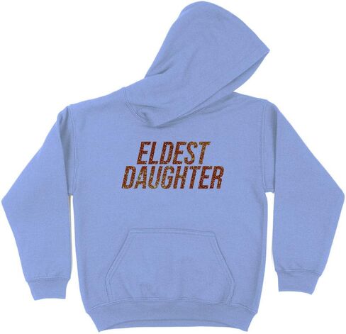 سويت شيرت بقلنسوة للأطفال من TeesAndTankYou Faux Glitter Eldest Daughter in Kuwait