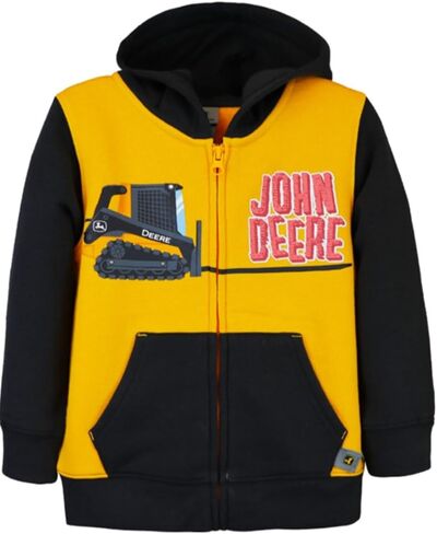 John Deere Yellow Black Front Zip Zipper Hoodie Sweatshirt Skid Steer with Pallet Forks Toddler Boys Sizes 2T 3T 4T in Saudi Arabia