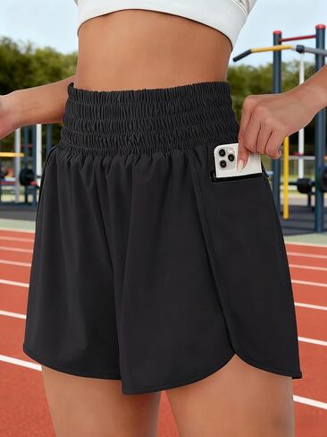 Summer Shorts for Women High Waisted Quick Dry Gym Shorts with Zipper Pockets in Saudi Arabia
