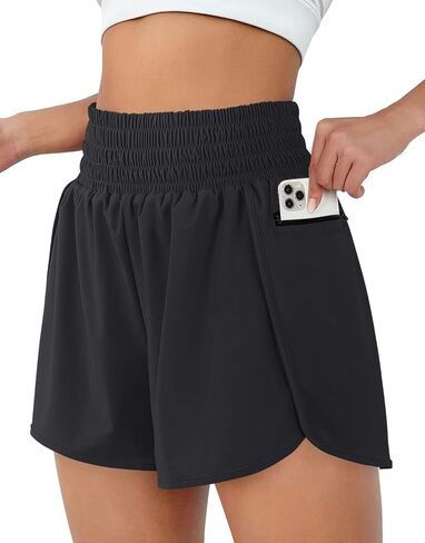 Summer Shorts for Women High Waisted Quick Dry Gym Shorts with Zipper Pockets in Saudi Arabia