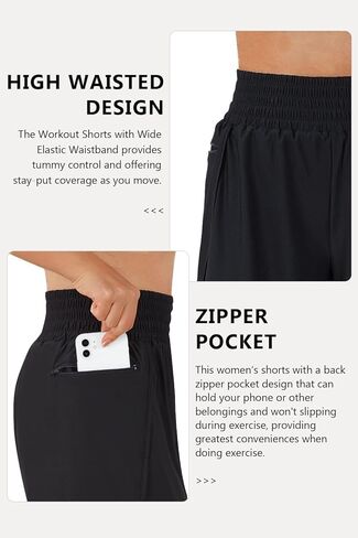 Summer Shorts for Women High Waisted Quick Dry Gym Shorts with Zipper Pockets in Saudi Arabia