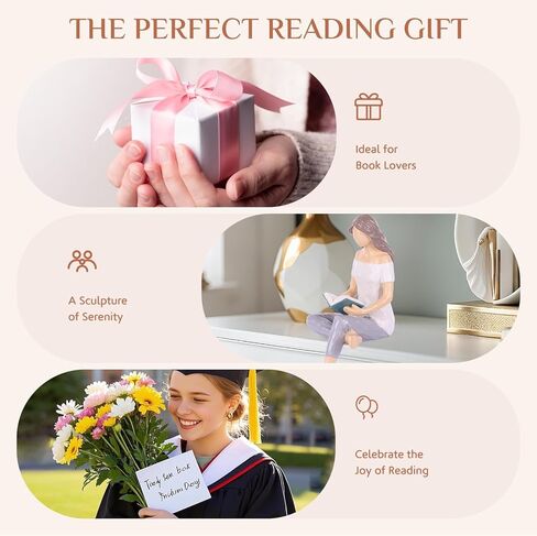 Reading Statue Gifts for Book Lovers Women, Quiet Comfort Reading Figurine for Graduates, Students, Teachers, Sculpted Hand-Painted Sculpture, Office Bookshelf or Librarian Book Lover Gifts in Saudi Arabia